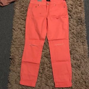 Orange skinny jeans